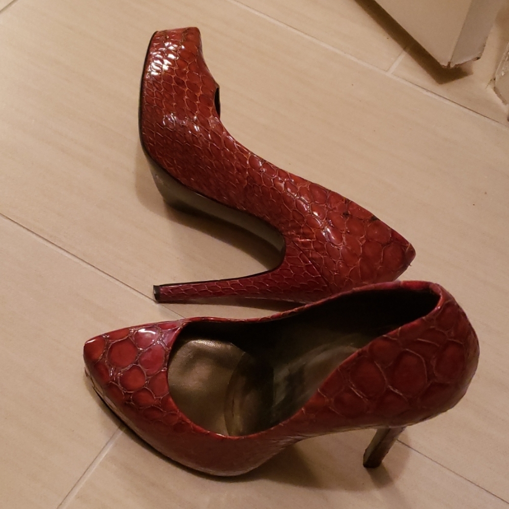 Orange platform heels